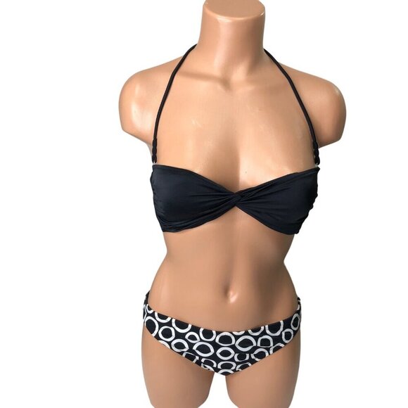 VICTORIA'S SECRET‎ BLACK WHITE 2 PIECES  SWIMSUIT  SMALL NEW - Picture 1 of 9